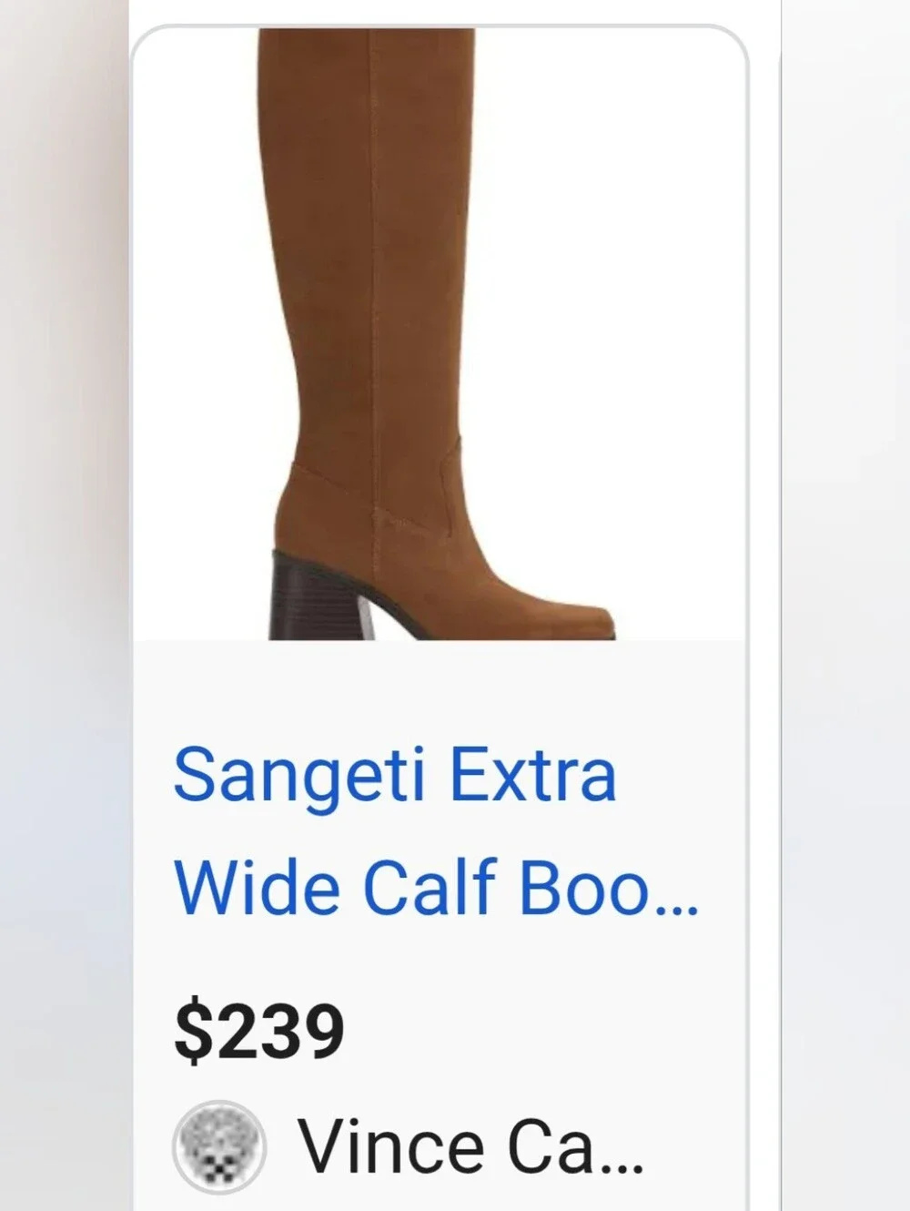 Vince Camuto Sangeti Extra Wide Calf Stacked Heel Knee High Boot Brown W 11